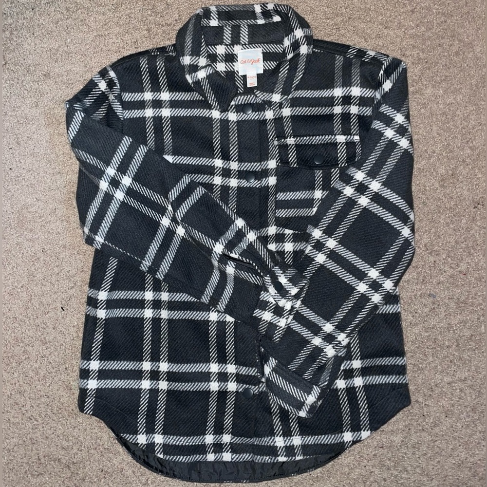 Button up plaid shacket